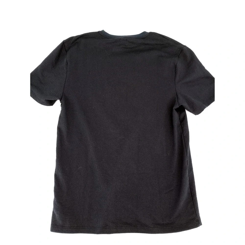 River Island T-Shirt Mens Size M Navy Blue Ribbed Short Sleeve Logo